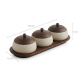Porcelain Bowl Set 3 Pieces With Wooden Base